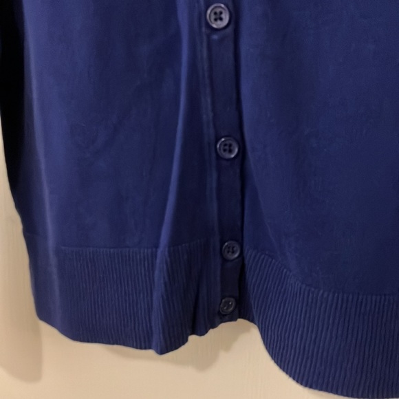 Cotton royal blue cardigan sweater, size 16 - Picture 3 of 4